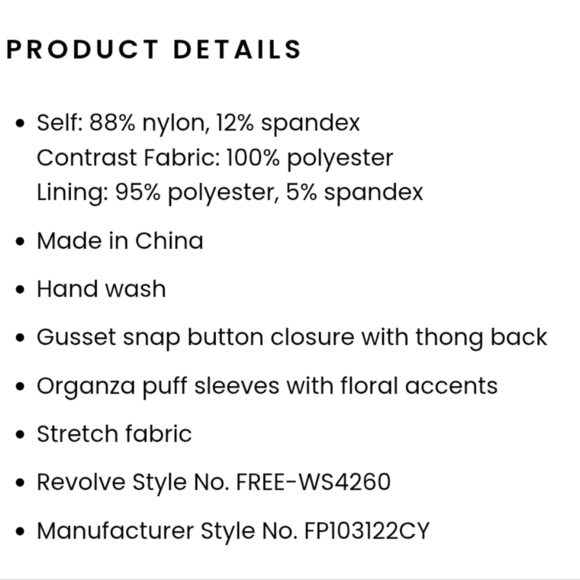 NWT Free People Revolve Pretty Petals Bodysuit Black XS - Picture 9 of 9